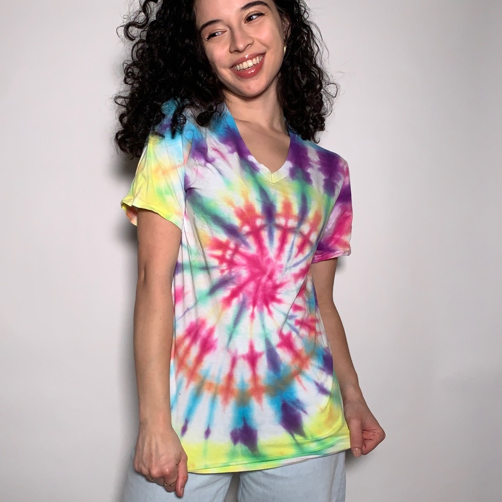 SOLD Rainbow handmade tie dye tee - Picture 2 of 4
